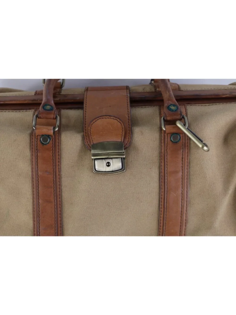 Vintage 90s Streetwear Distressed Canvas Leather Handled Pull Open Doctors Bag